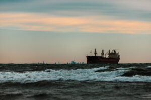 a large ship in the middle of the ocean